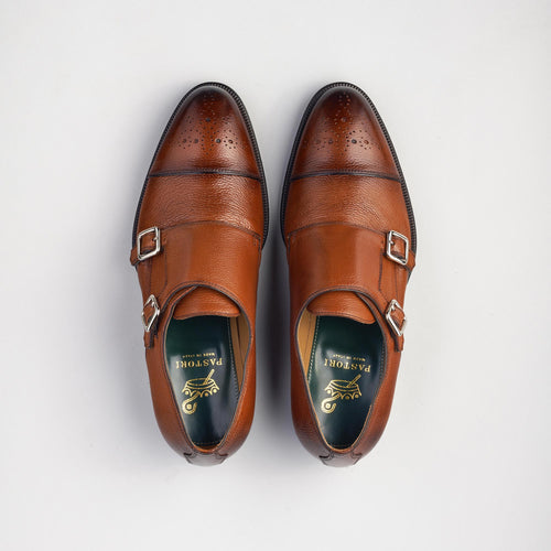 Romulus Pebble Grain Monk Strap Cadmio