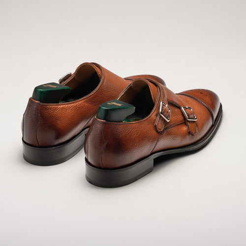 Romulus Pebble Grain Monk Strap Cadmio