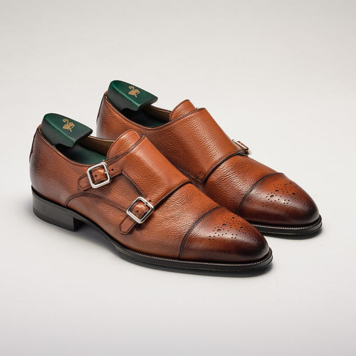 Romulus Pebble Grain Monk Strap Cadmio