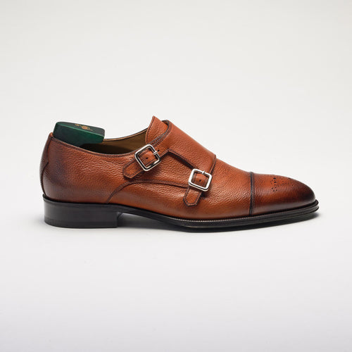 Romulus Pebble Grain Monk Strap Cadmio