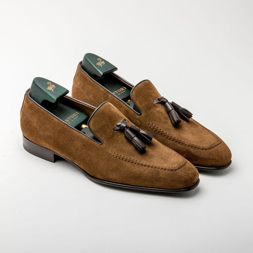 Zeno Men’s Suede Tassel Loafer Noce