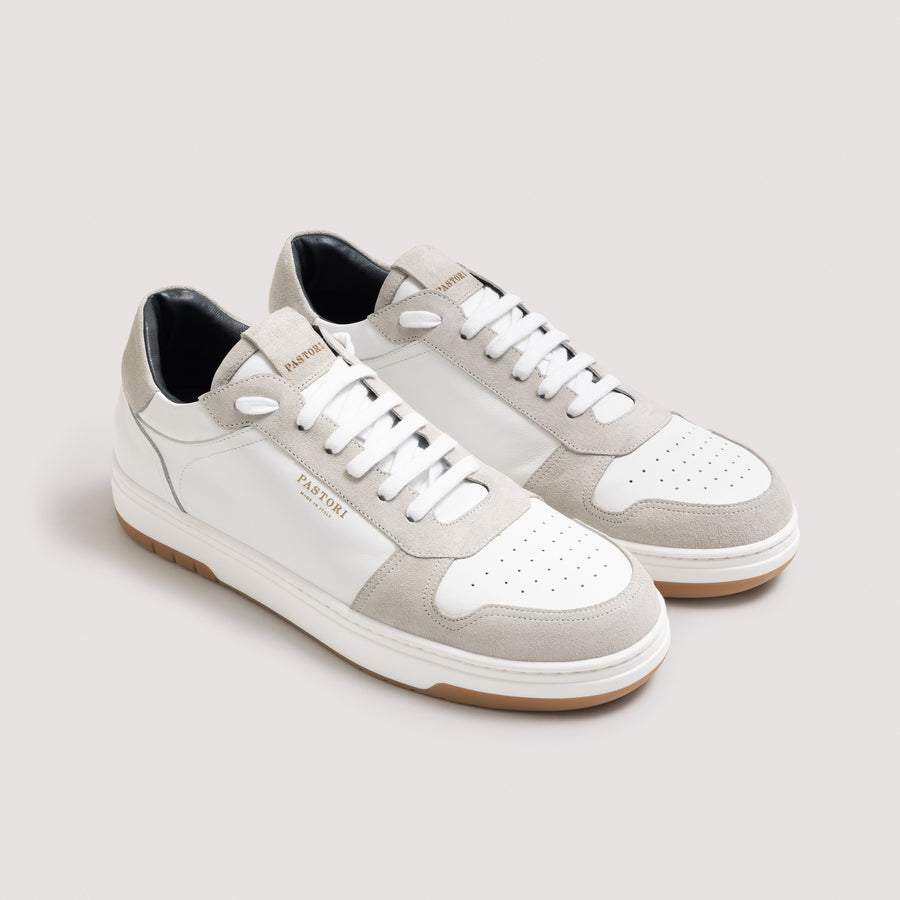 Salonius Men's Italian Sneaker Bianco/Aluminum