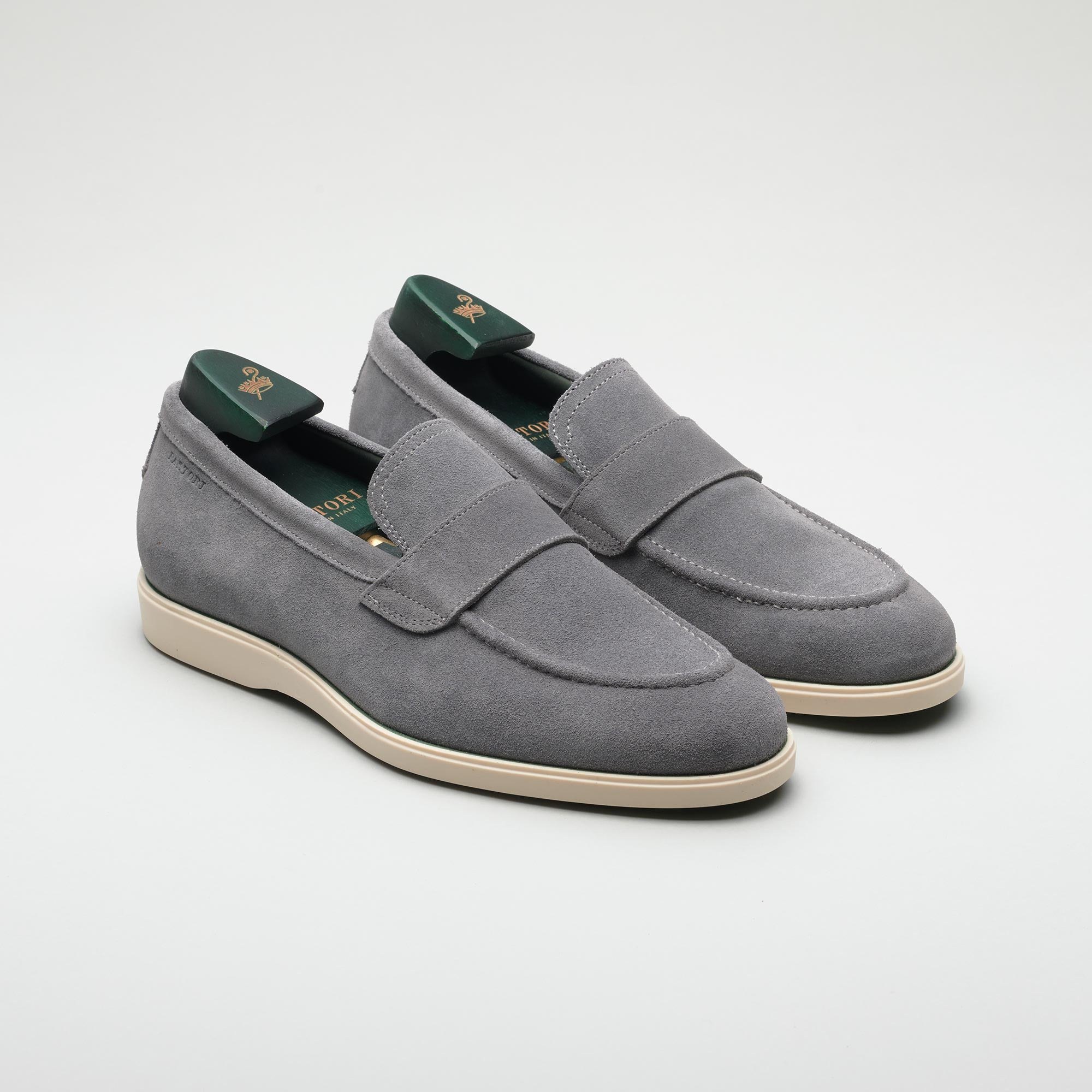 mens suede loafter sneaker suede grey, handmade, made in italy