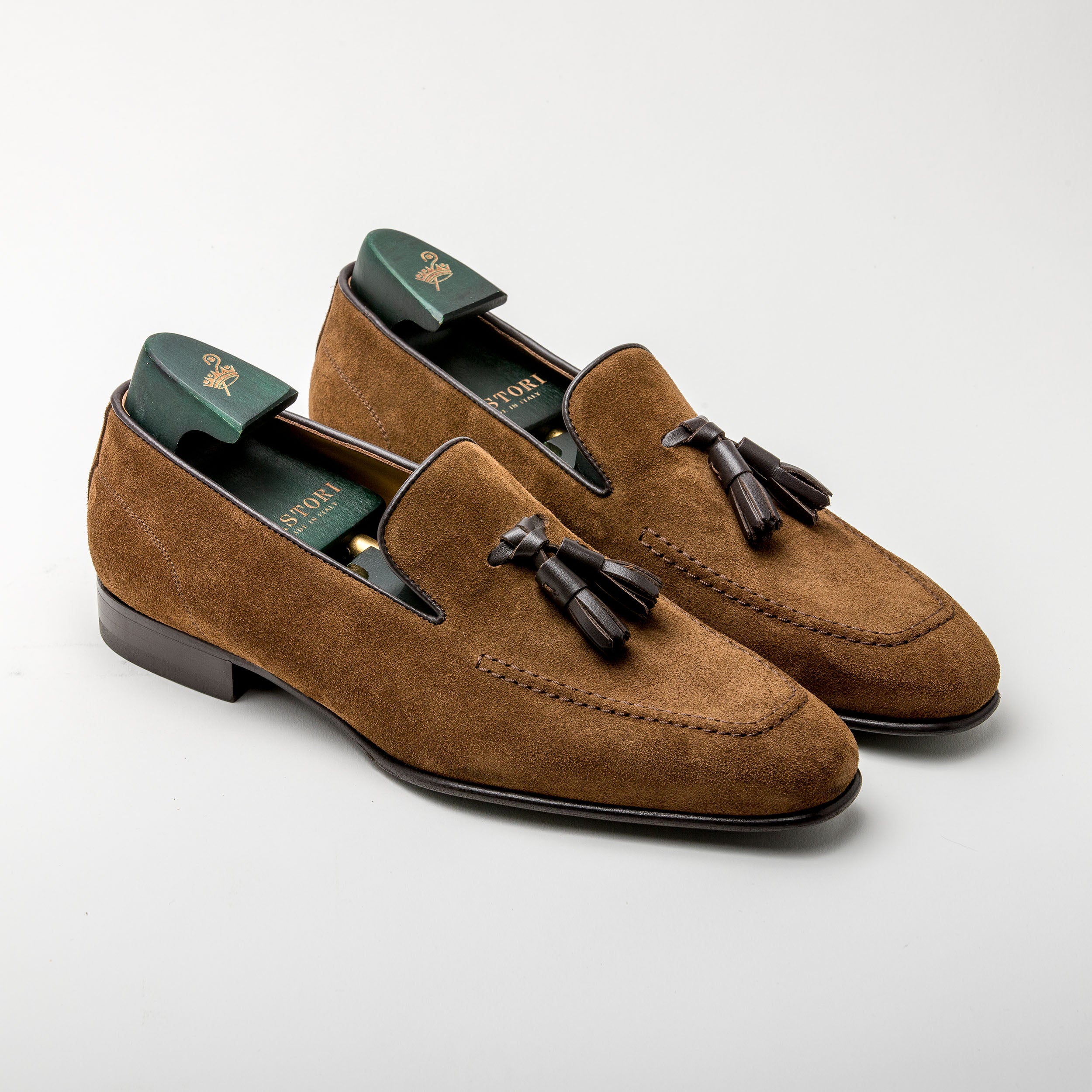Brown Suede Tassel Loafers for Men by